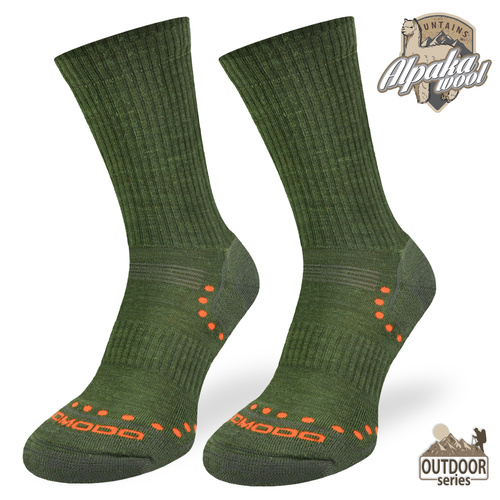 Skarpety outdoorowe STAL khaki – merino, alpaca