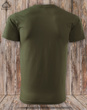 Koszulka bawełniana T-shirt zieleń wojskowa, mały nadruk - JAMNIK GŁADKOWŁOSY