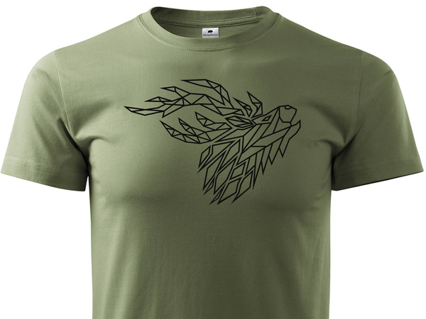 Koszulka T-shirt z myśliwskim nadrukiem geometrycznym Byk na rykowisku