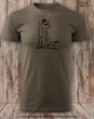 Myśliwska koszulka bawełniana T-shirt brązowa nadruk - MYŚLIWY Z PSEM