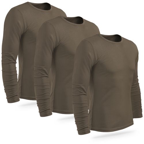 Zestaw 3 sztuk bawełnianych koszulek z długim rękawem - kolor brązowy