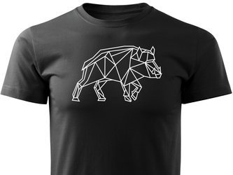 Koszulka T-shirt z myśliwskim nadrukiem geometrycznym Dzik