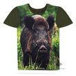 Dziecięca koszulka T-shirt, kolor khaki, nadruk DZIK