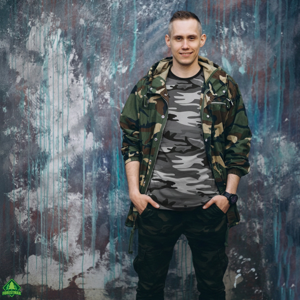 Męska koszulka militarna T-shirt - woodland camo