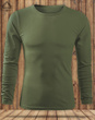 Zestaw 3 sztuk bawełnianych koszulek z długim rękawem - kolor khaki