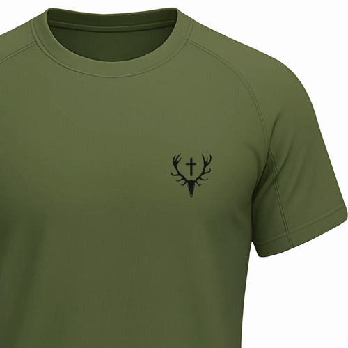 T-shirt termoaktywny khaki nadruk WIENIEC