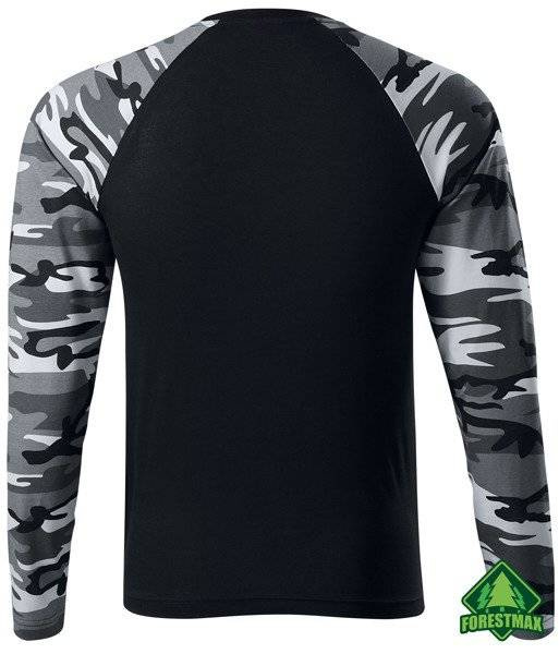 Koszulka longsleeve czarna z kamuflażem szarym