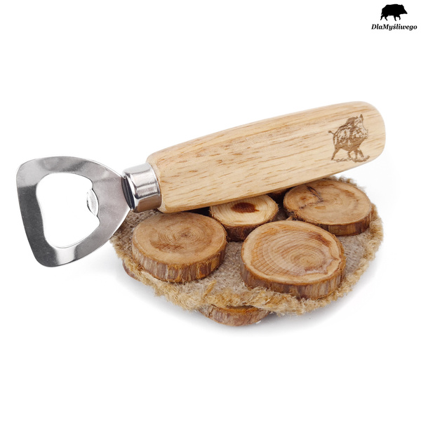 Otwieracz do butelek z drewnianą rączką - DZIK