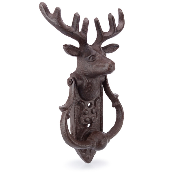 Żeliwna kołatka do drzwi z myśliwskim wzorem GŁOWA BYKA