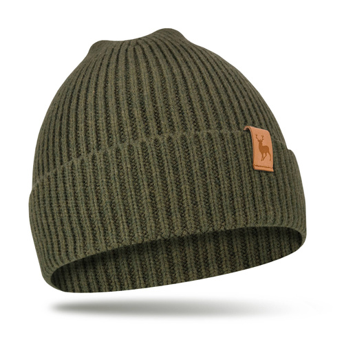 Myśliwska czapka zimowa khaki ANDY z emblematem BYK