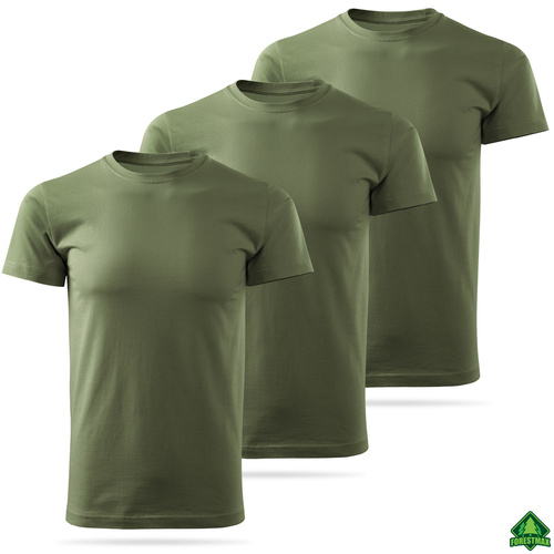 Zestaw bawełnianych koszulek gładkich KHAKI - 3 PAK