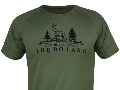 T-shirt termoaktywny khaki nadruk NIE MAM CZASU IDĘ DO LASU wz.2