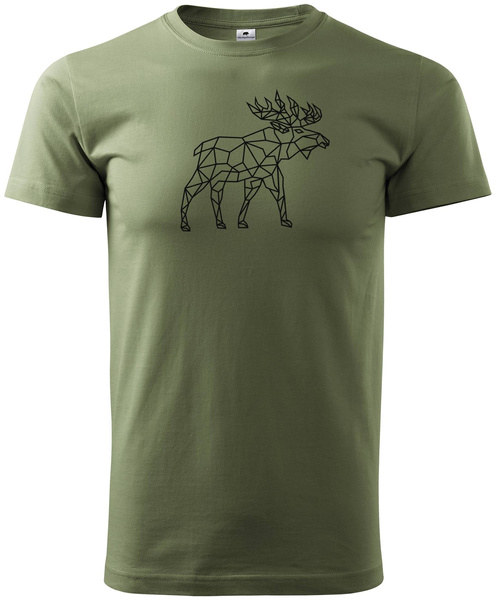 Koszulka T-shirt z myśliwskim nadrukiem geometrycznym Łoś