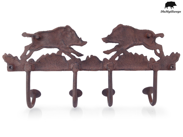 Wieszak na ubrania poczwórny - myśliwski wzór DZIKI