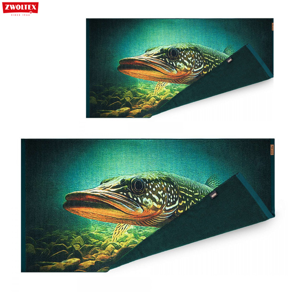 Komplet wędkarskich ręczników bawełnianych Zwoltex - Szczupak - 50x100cm + 70x140cm