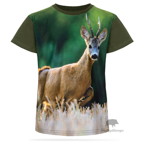 Dziecięca koszulka T-shirt, kolor khaki, nadruk KOZIOŁEK