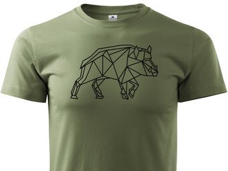 Koszulka T-shirt z myśliwskim nadrukiem geometrycznym Dzik