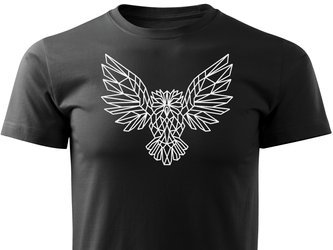 Koszulka T-shirt z myśliwskim nadrukiem geometrycznym Sowa