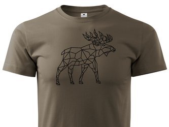 Koszulka myśliwska – T-shirt brązowy – nadruk Łoś