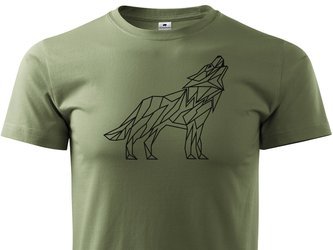 Koszulka myśliwska T-shirt khaki – nadruk Wilk