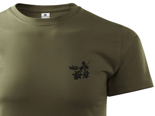 Liście dębu koszulka zieleń wojskowa