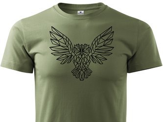 Myśliwska koszulka T-shirt khaki z nadrukiem sowy
