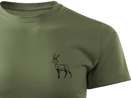 Myśliwska koszulka bawełniana T-shirt khaki mały nadruk - BYK wz.2