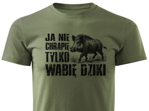 Myśliwska koszulka bawełniana T-shirt khaki nadruk - BYK W CELOWNIKU