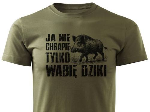 Myśliwska koszulka bawełniana T-shirt zieleń wojskowa nadruk - BYK W CELOWNIKU