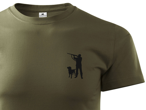 Myśliwy z labradorem koszulka zieleń wojskowa