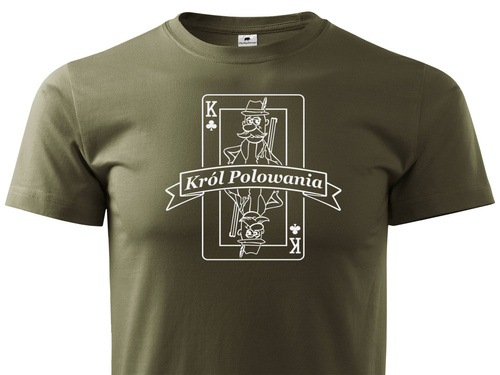 T-shirt military nadruk KRÓL POLOWANIA
