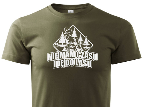 T-shirt military nadruk NIE MAM CZASU IDĘ DO LASU