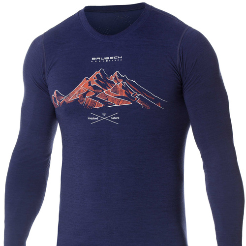 Termoaktywna koszulka BRUBECK Outdoor Wool Pro granatowa - góry