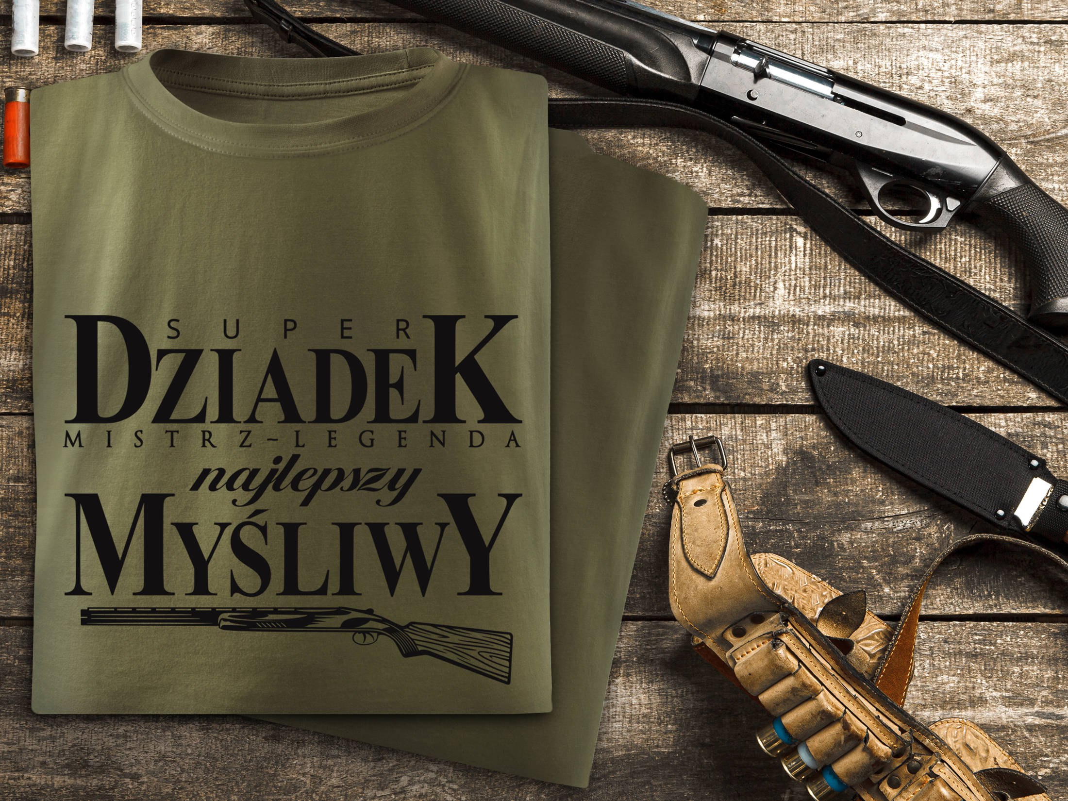 Koszulka T-shirt nadruk SUPER DZIADEK NAJLEPSZY MYŚLIWY