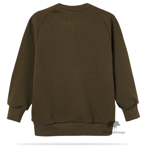 Bluza dziecięca bawełniana, kolor khaki, nadruk JELEŃ