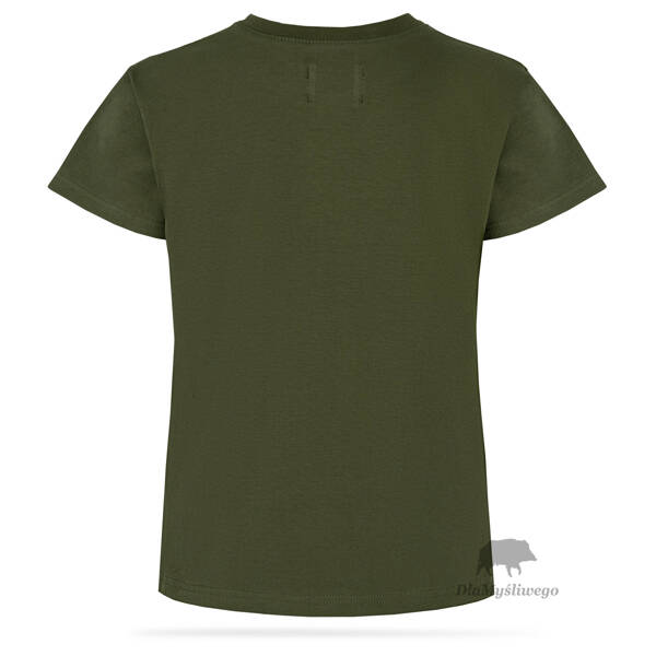 Dziecięca koszulka T-shirt, kolor khaki, nadruk BAŻANT