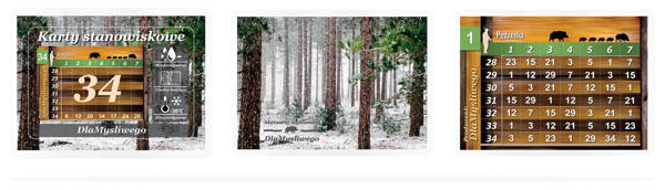 Komplet karnetów stanowiskowych dla 34 myśliwych – zimowy las