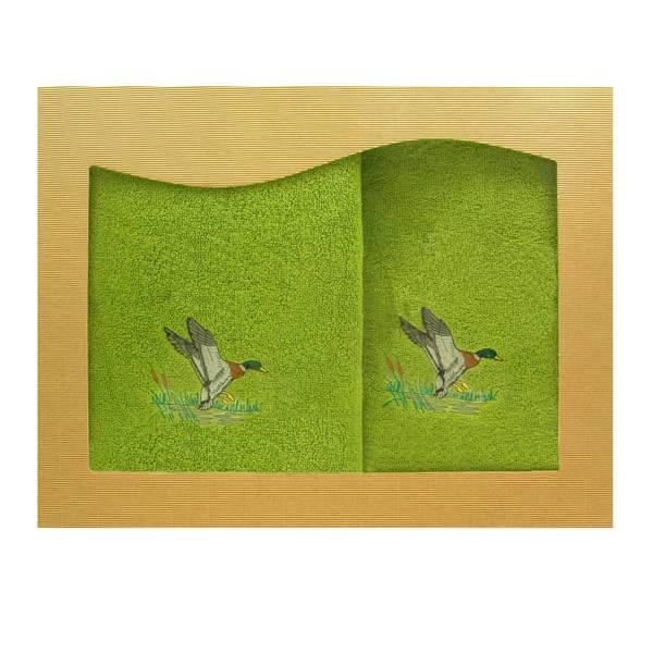 Komplet myśliwskich ręczników jasnozielonych – Kaczka