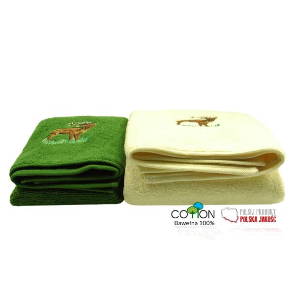 Komplet ręczników ecru i zielony – Byk