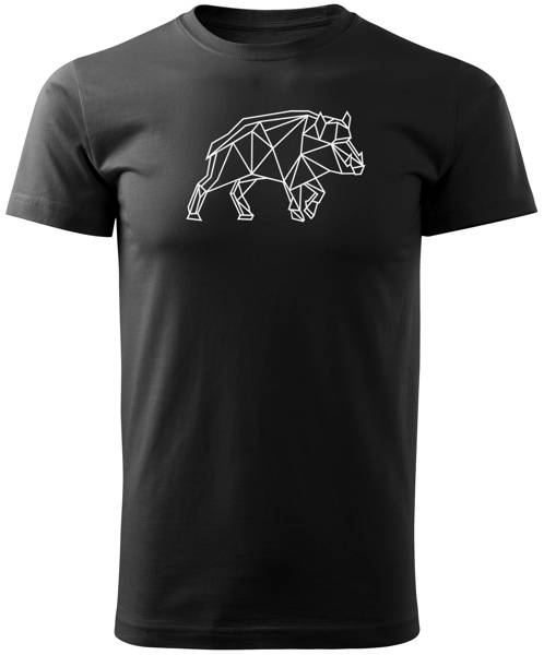 Koszulka T-shirt z myśliwskim nadrukiem geometrycznym Dzik