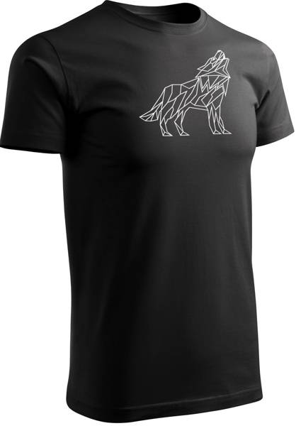 Koszulka T-shirt z myśliwskim nadrukiem geometrycznym Wilk