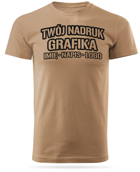 Koszulka T-shirt z własnym nadrukiem - piaskowa