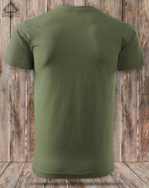 Koszulka bawełniana T-shirt khaki, mały nadruk - TERIER NIEMIECKI