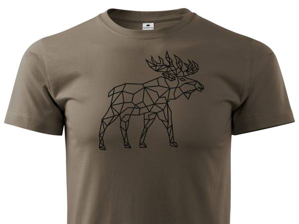 Koszulka myśliwska – T-shirt brązowy – nadruk Łoś