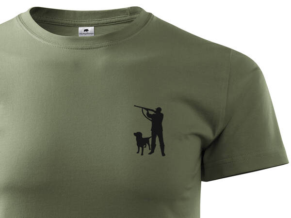 Koszulka myśliwska T-shirt nadruk - Myśliwy z Labradorem