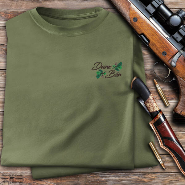 Myśliwska koszulka T-shirt khaki haft DARZ BÓR