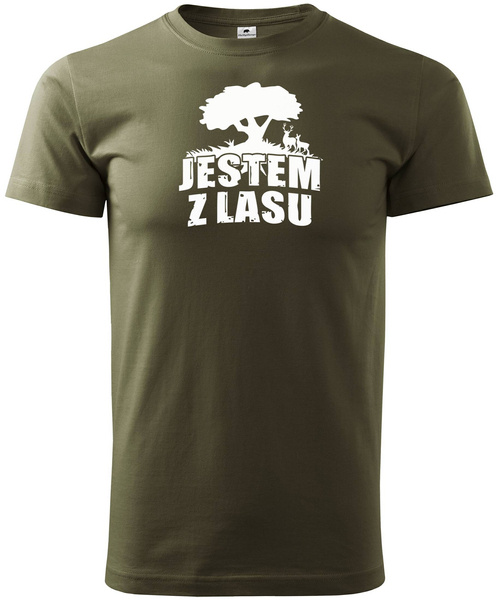 Myśliwska koszulka T-shirt nadruk Jestem z lasu