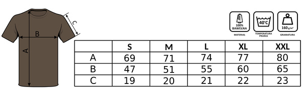 Myśliwska koszulka z własnym nadrukiem - przód (mały), tył, rękawki - brązowa