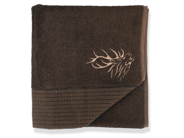 Myśliwski ręcznik bambusowy z haftem brązowy 100x50