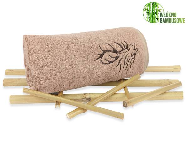 Ręcznik bambusowy z haftem beżowy 100x50